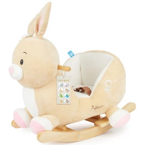 Plüsch Schaukeltier Baby Hase 60 cm aus Holz Schaukelpferd mit Sicherheitsgurt - Bild 1 von 7