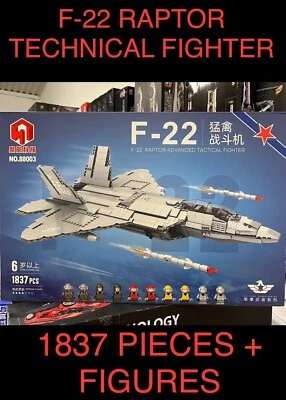 F-22 RAPTOR 🌟LAST 1🌟TECHNICAL FIGHTER 1837 PIECES + 10 CREW MEMBERS - Image 1 of 4