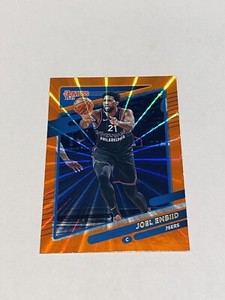Joel Embiid 2021-22 Panini Donruss Orange Laser #1 Philadelphia 76ers