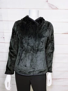Lands’ End Womens Soft Fleece Hoodie Size L Black Kangaroo Pocket Long Sleeve - Picture 1 of 7