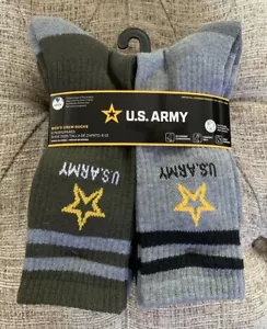 NEW - U.S. Army Men's Crew Socks 6-Pack Shoe Size 6-12.5 Olive/Black/Gray - Picture 1 of 8
