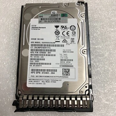 600GB HP 873035-001 Seagate ST600MM0009 HDD 12G 10K SFF SAS EG000600JWJNP - Image 1 of 4