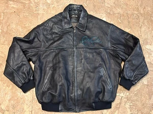 Vtg Marc Buchanan Pelle Pelle Blue Leather Jacket Sz 56 - Picture 1 of 3