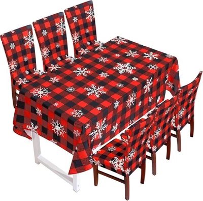 Preboun 7 Pcs Christmas Tablecloth Chair 52 inches x 70 inches, Multi Color  - Image 1 of 4