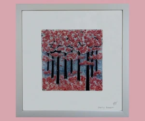 Handgefertigtes Schmelzglasbild "Kirschblüte" - Bild 1 von 8
