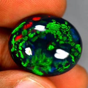 16.57Ct Oval Cab _ 3D Multi Color Playing Natural Welo Black Opal - Picture 1 of 1