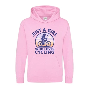 Just A Girl Who Loves Cycling Hoodie Tee – Cute Biker Gift for Girls - Picture 1 of 7