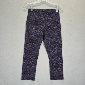 Leggings Lululemon Negros Púrpura Moteados Estampado Galaxia Maravilla Debajo Recortados Talla 8 - Imagen 1 de 12