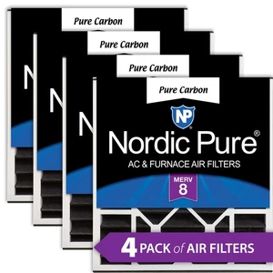 Air Bear 20x20x5 Replacement Pure Carbon Odor Reduction Merv 8 Air Filters 4 PK - Picture 1 of 7