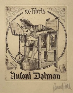 RAMON ROSSELL: bookplate for Antoni Dalmau; in mat - Picture 1 of 2