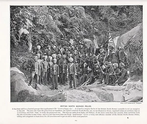 1897 VICTORIAN PRINT ~ BRITISH NORTH BORNEO POLICE FORCE SANDAKAN SIKHS MALAYS - Picture 1 of 1