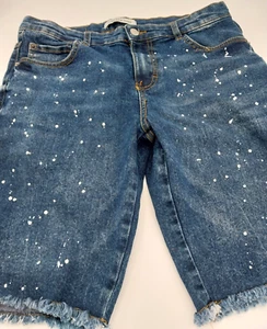 Calvin Klein Boys 18 SLIM Splatter Denim Shorts 18" L - Picture 1 of 12