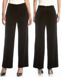 Karen Kane L69285 Black Wide Leg Stretch Velvet Pants - $79 - Picture 1 of 4