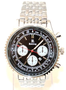 Herrenuhr Rötting Design schwarzes Ziffernblatt Flieger-Look DATUMSANZEIGE NEU