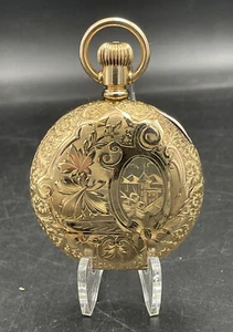 Columbus Pocket Watch Solid 14K Yellow Gold 6 Size 7 Jewel ORNATE 58 Grams NOS - Picture 1 of 10