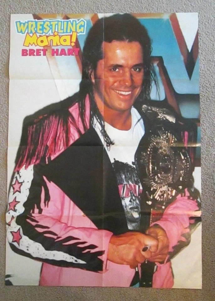 Revista grande Bret Hart WWE WWF 1993 23" X 33" póster M131 Foto 1 de 1