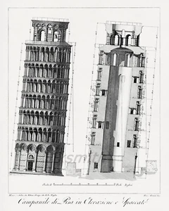 PISA BELL TOWER di George Ledwell Taylor, 1918 alta risoluzione 11 x 14 stampa giclée - Foto 1 di 1