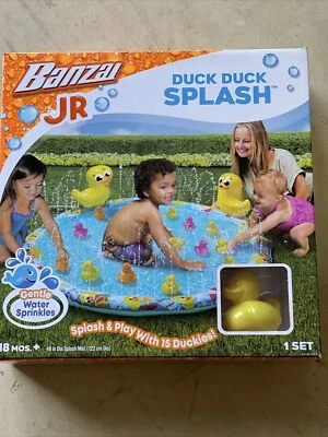 Banzai Jr Duck Duck Splash Inflatable Kiddie Splash Pad Mat + 15 Duckies NEW - Image 1 of 2