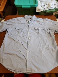 American Living Eagle & Flag USA Men's XXL S/S Blue Button Down EUC. GB25 - Picture 1 of 10
