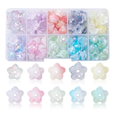 200x Tapas de cuentas espaciadoras de flores de lirio acrílico opaco para hacer joyas brazaletes hágalo usted mismo Foto 1 de 4