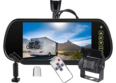 7" Rear View Mirror Monitor No.1 Bracket IR Backup Camera 12-24v For Toyota Jeep - Image 1 of 4