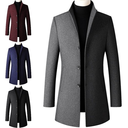 VETEMENTS Cappotto trench uomo soprabito misto lana monopetto giacca casual business