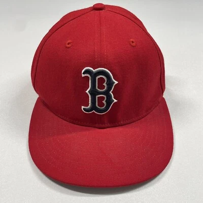 Boston Red Sox Hat Cap Men’s 6 7/8 Red MLB Baseball Fitted 100% Wool New Era - Image 1 of 4