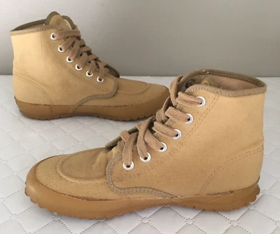 LL Bean Canvas Boots Lace Up Men 5 M Chukka High Top Hiking Shoes Maine USA VTG - Image 1 of 4