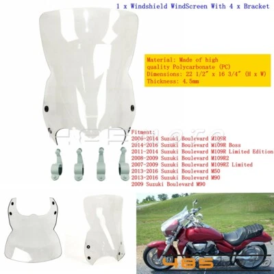 For SUZUKI BOULEVARD M109R 2006-2022 Front Fairing Windshield Clear Windscreen - Image 1 of 4