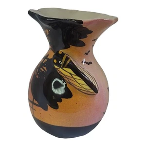 VALLAURIS französische Keramik Zikade Vase Art Deco Majolika Sonnenuntergang Frankreich 3,75" hoch - Bild 1 von 12