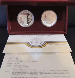 1983-S & 1984-S Olympic 2-Coin Commemorative Proof Silver Dollar Set - Picture 1 of 1