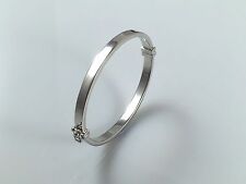 Solid 925 Silver Baby Children Plain Bangle FREE Personalised Christening Gift