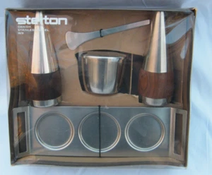 De colección MCM Stelton Dinamarca Danés Moderno Madera de Teca Metal Sal Pep Bandeja Cuchara Cuenco - Imagen 1 de 4