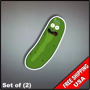 Juego de (2) pegatinas de vinilo Pickle Rick 6 "x 4.6" Rick and Morty Cartoon - Imagen 1 de 1