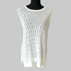 Heather B Pure Cotton Mesh Crochet Sleeveless Sweater Coverups - Picture 1 of 12