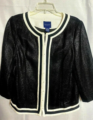 Jaqueta leve Doncaster preta e branca forrada de tweed tamanho 10 - Imagem 1 de 4