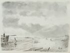 Rybak podczas gaszenia, rysunek pędzlem romantyczny żegluga morska nieznany (19. wiek)