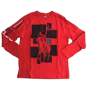 Polo Ralph Lauren Shirt Crew Neck Sz XL (18-20) Youth Long Sleeve Red Pony Logo - Picture 1 of 9