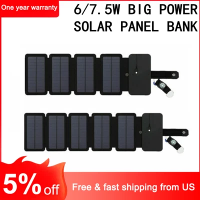 Portable Solar Phone Charger 6/ 7.5W Power Bank Panel Charging Outdoor Outside - Image 1 of 4