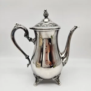 Vintage WM Rogers Silverplated Footed Coffee Teapot Hinged Lid 10" - Picture 1 of 18