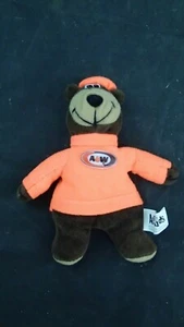 1997 Alpha Kids Plush 7" A&W Rootbeer Bear, Orange Hat & Sweater "Rootbear" - Picture 1 of 6