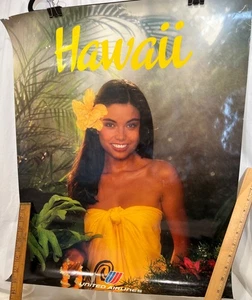 United Airlines Reise Poster HAWAII 1983 VINTAGE - Bild 1 von 4