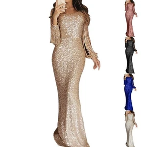 Flattering Womens Bodycon Evening Gown with Wrap Detail and Shimmering Fabric - Picture 1 of 14
