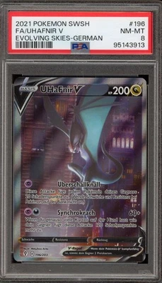 Pokemon Noivern V (UHaFnir) Evolving Skies GERMAN Full Alt Art #196 PSA 8 - Image 1 of 2