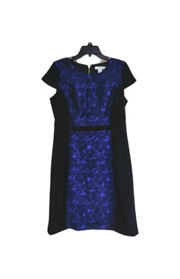 Liz Claiborne Women's Black/ Spectrum Blue Cap Sleeve Career Dress Sz 12 - Image 1 of 4