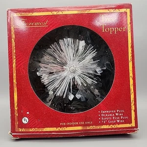 VTG Foremost Silver Christmas Tree Topper Starburst White Lights Original Box - Picture 1 of 11