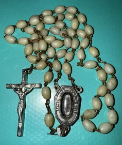 Antique Rosary Eau de Lourdes MOP Beads 24” Italy Religious Jewelry - Picture 1 of 8