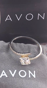 Avon 925 NVC SIGNED Sterling Silver Princess Cut CZ Engagement Ring Size 7 NIB - Picture 1 of 12