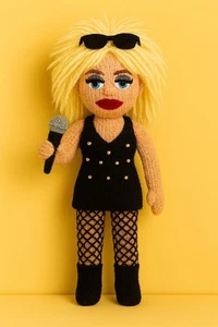 Knitted Knitting DK Pattern Only Blondie Debbie Harry Musician 25cm Tall - Picture 1 of 1