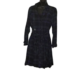 TORRID Tartan Plaid Plus Size Button Down Tie Waist Trench Coat 00 Blue/ Green - Picture 1 of 7
